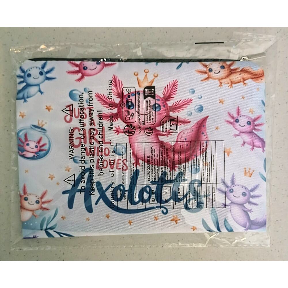 Axolotl Cosmetic Pouch | Just a Girl Who Loves Axolotls Makeup Bag | NWT - Picture 6 of 7